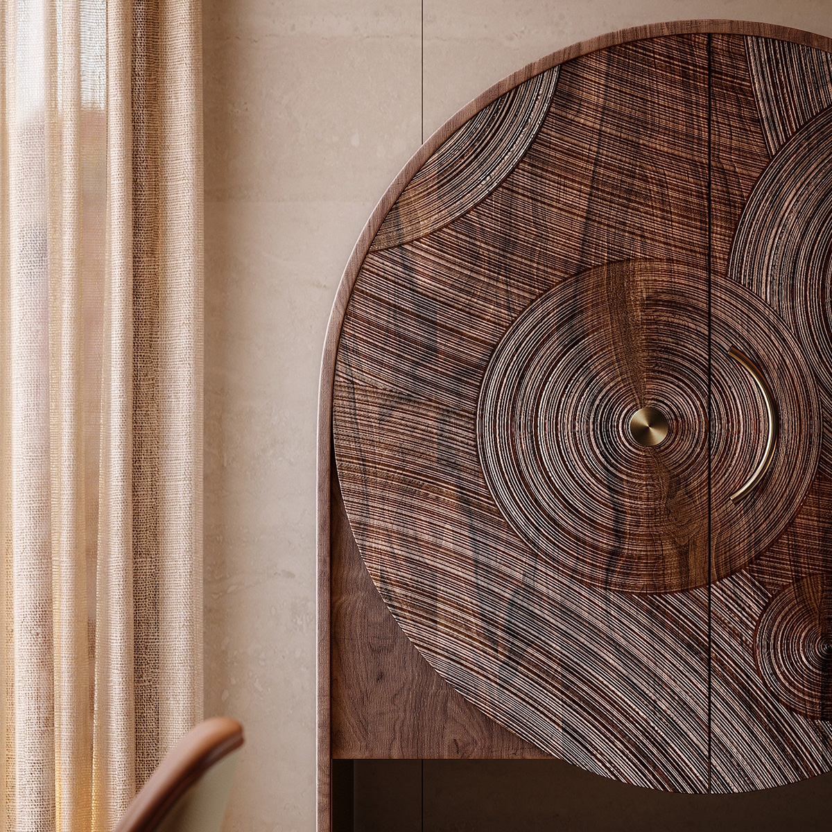 Starry Night Art Carved Wine Cabinet 2