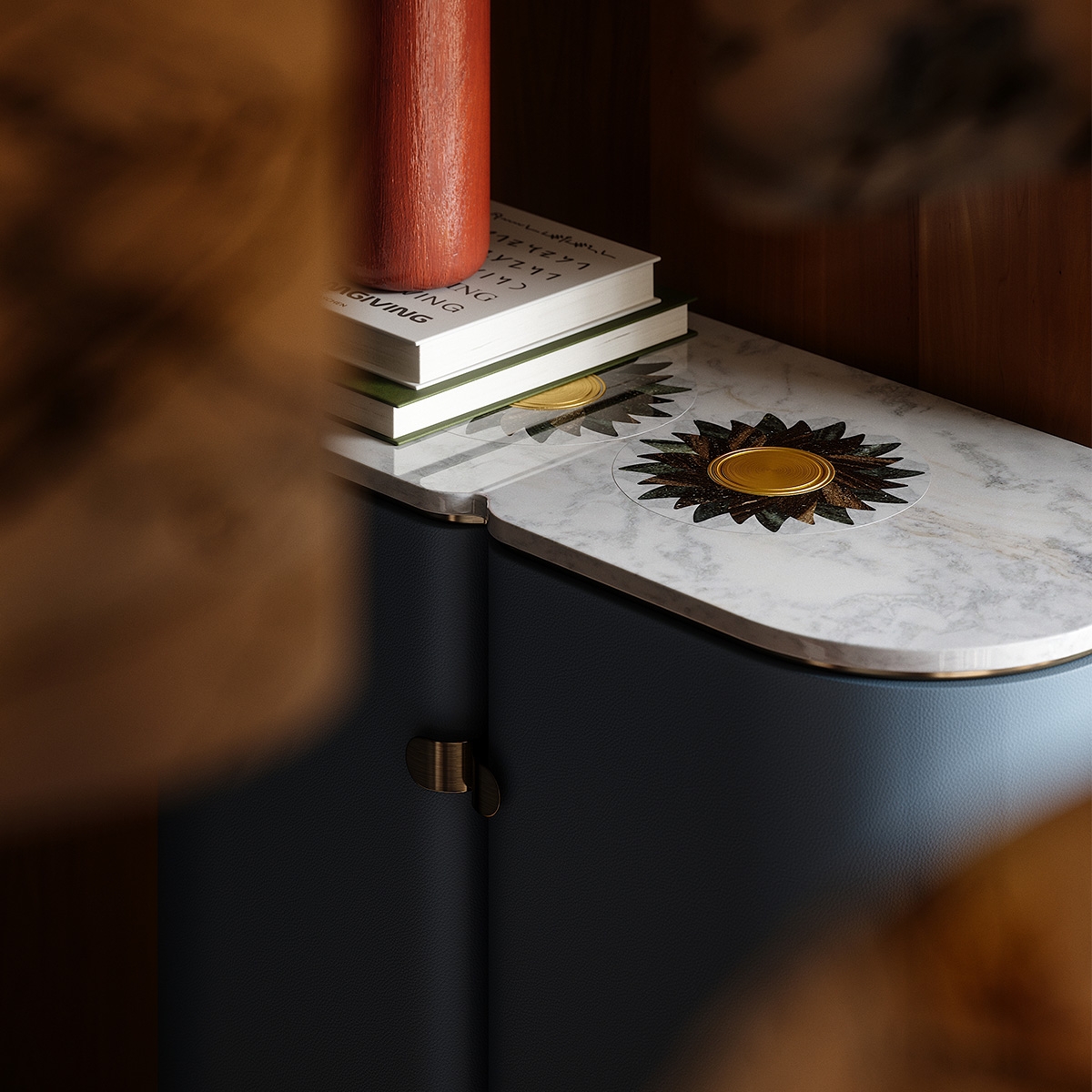 Golden Sunflower Wine Cabinet