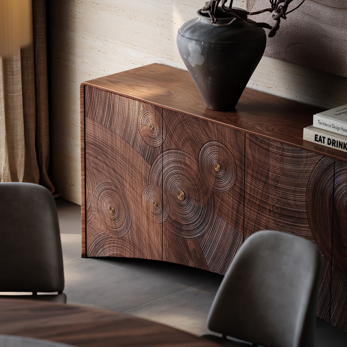 Starry Night Art Carved Sideboard 5