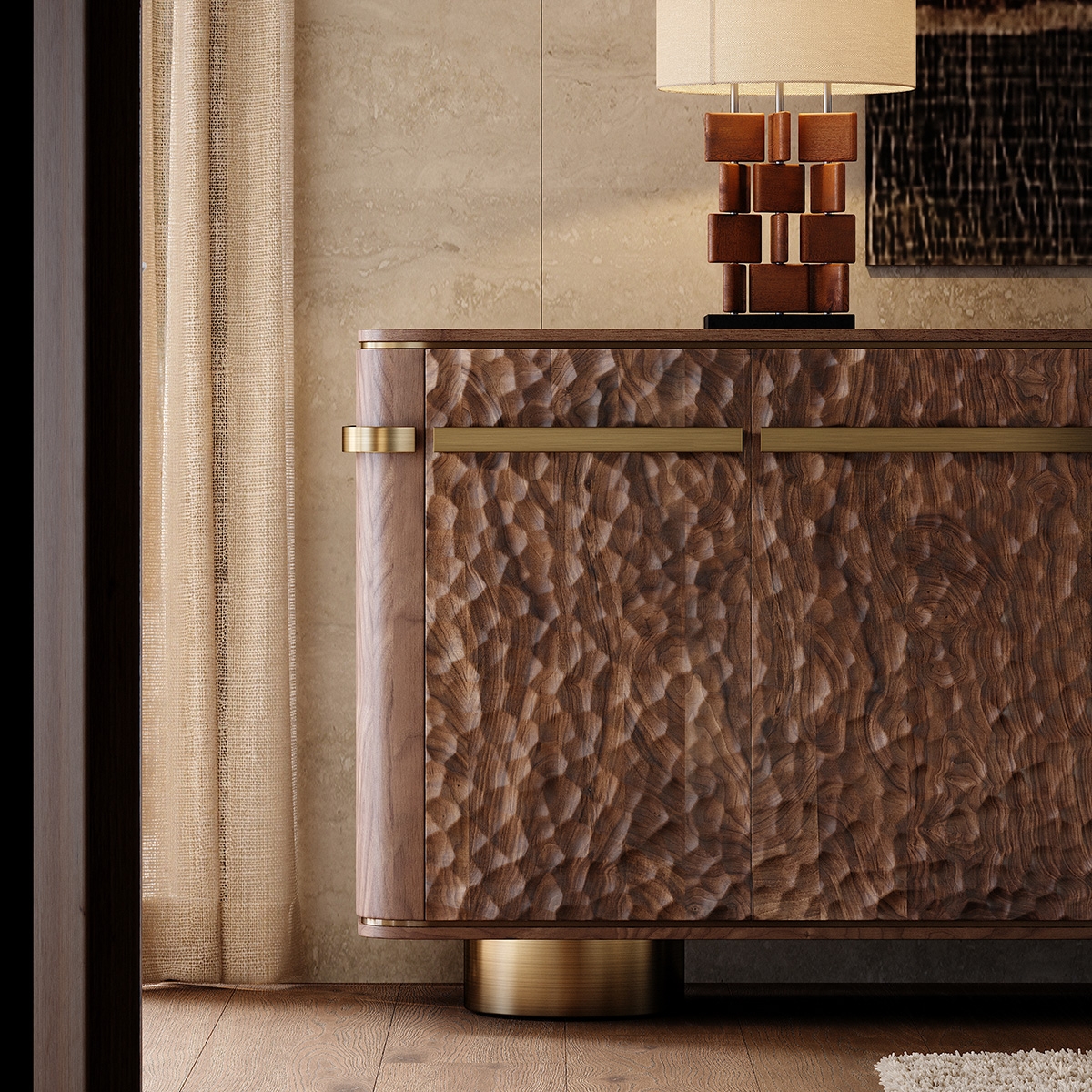 Pillar Art Carved Sideboard