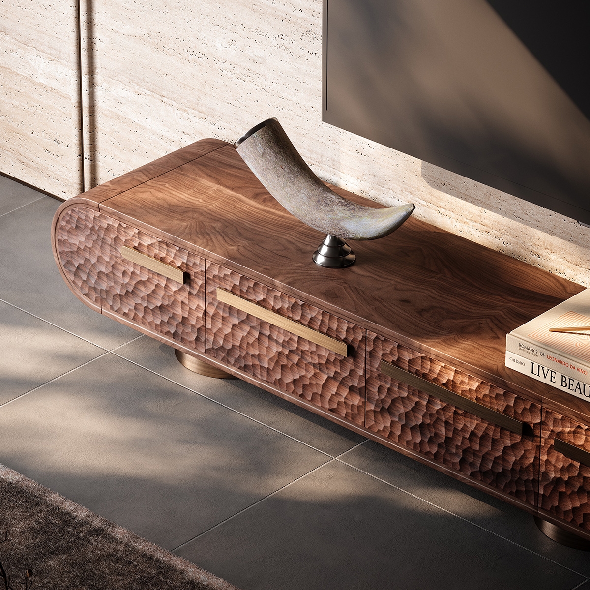Minimalist Art Carved TV Cabinet