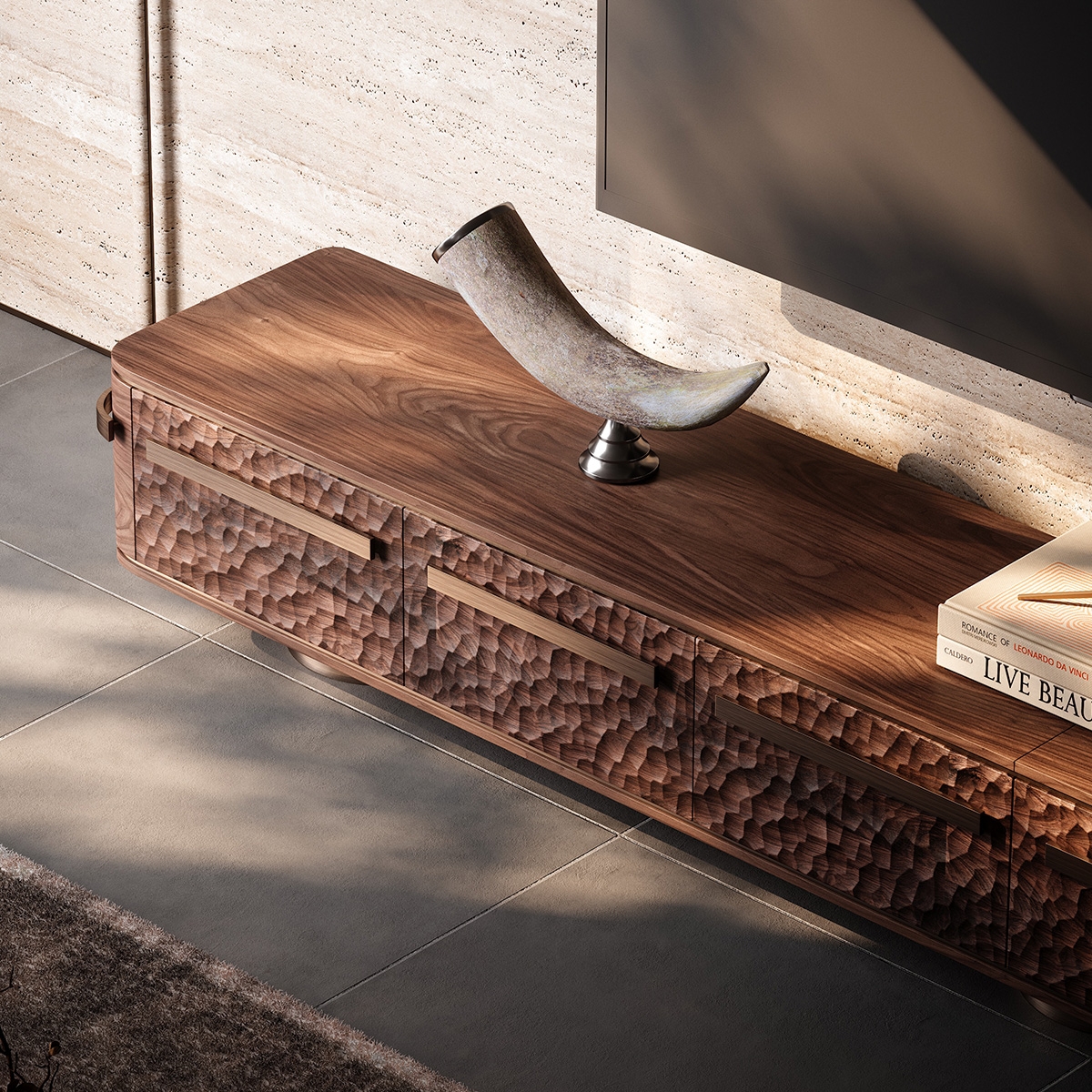 Minimalist Art Carved TV Cabinet 1