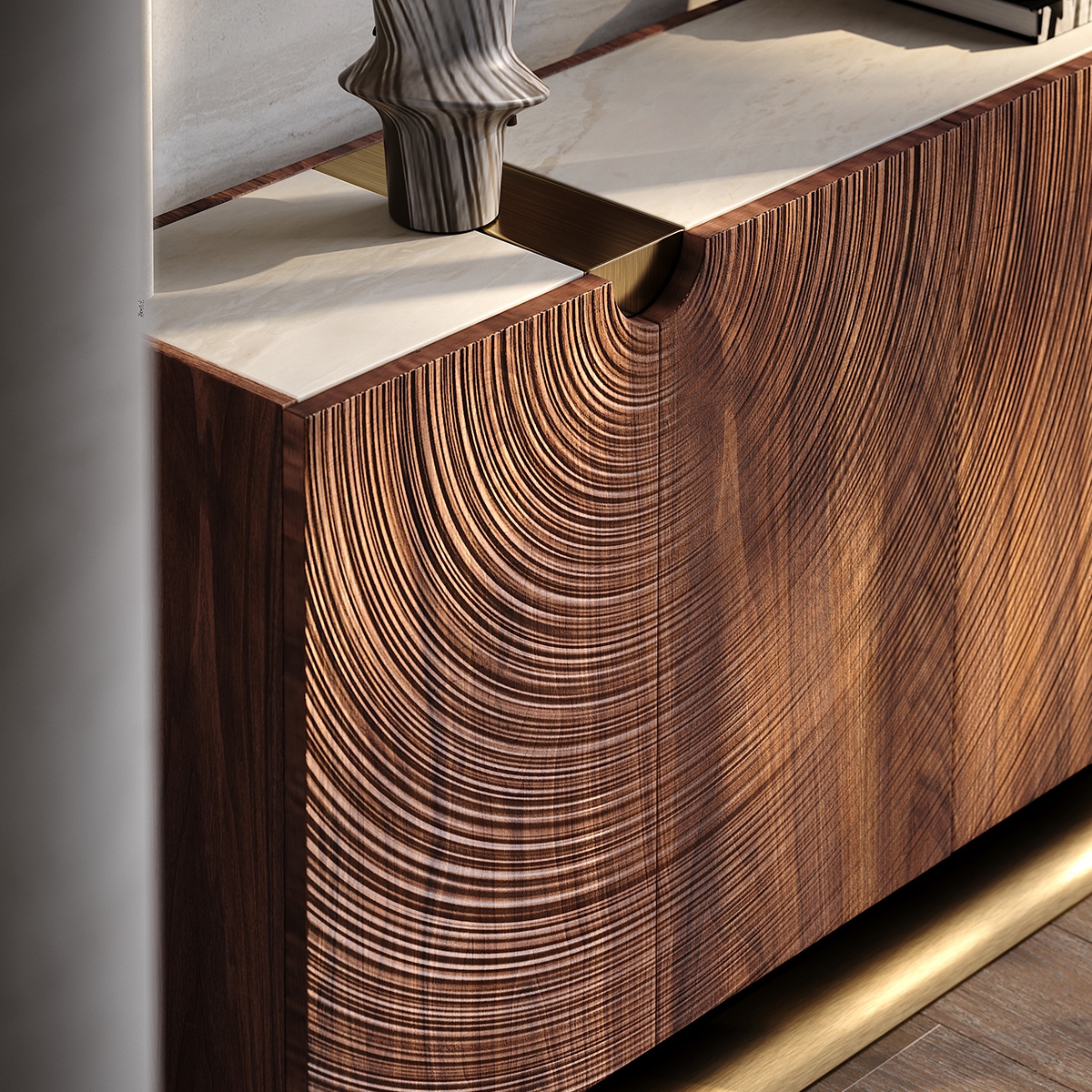 Ripple Art Carved Console Table