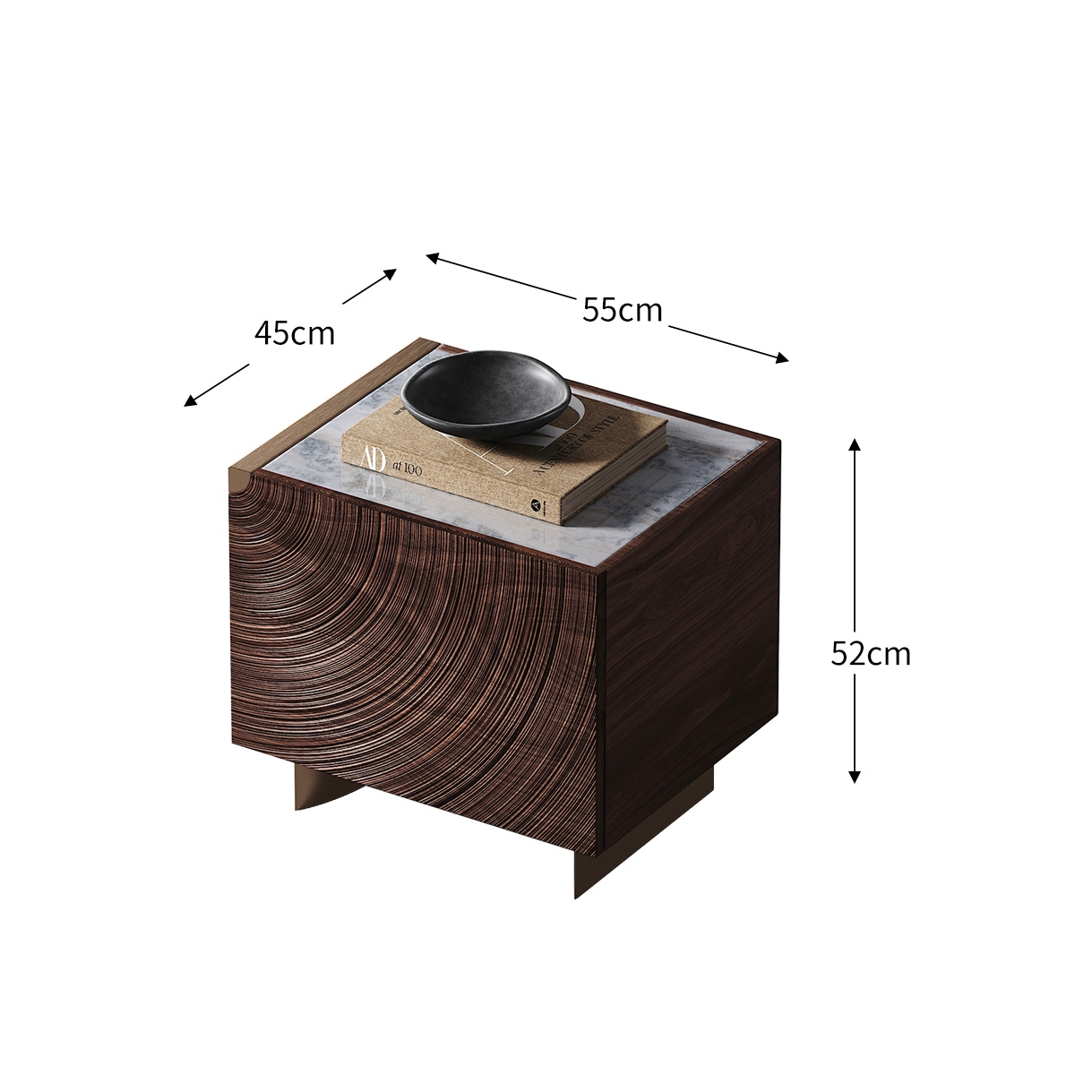 Ripple Art Carved Bedside Table