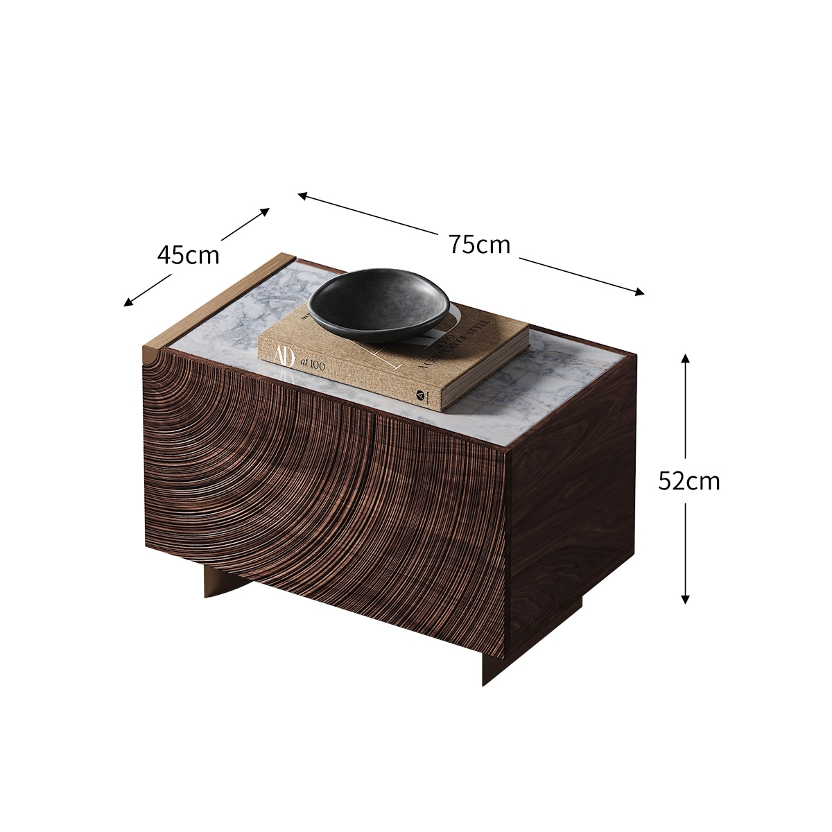 Ripple Art Carved Bedside Table