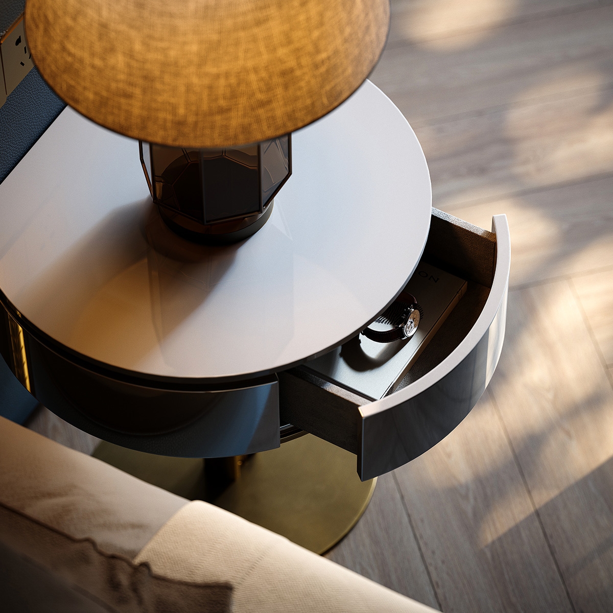 Gold Wheat Bedside Table