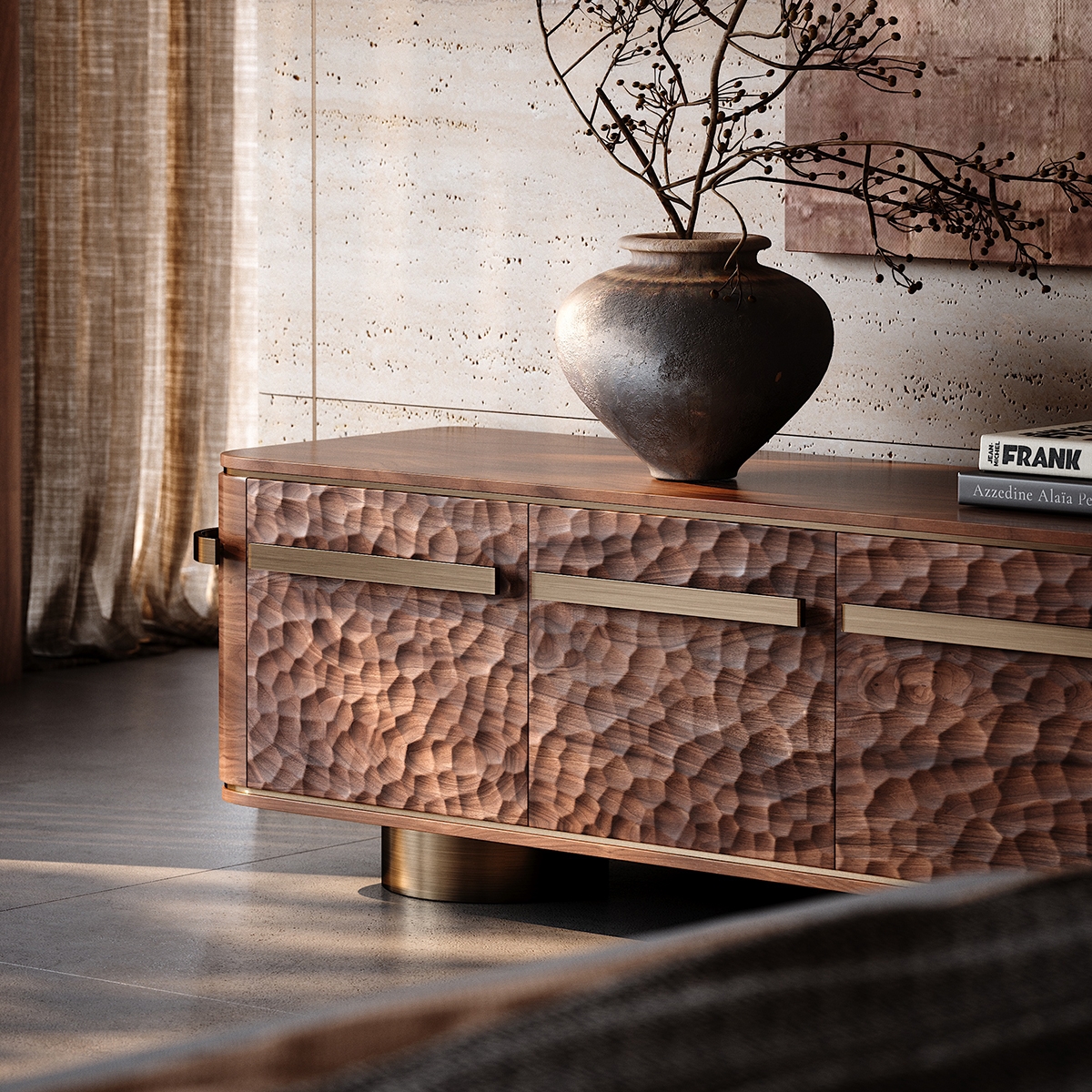 Minimalist Art Carved Bedroom TV Stand