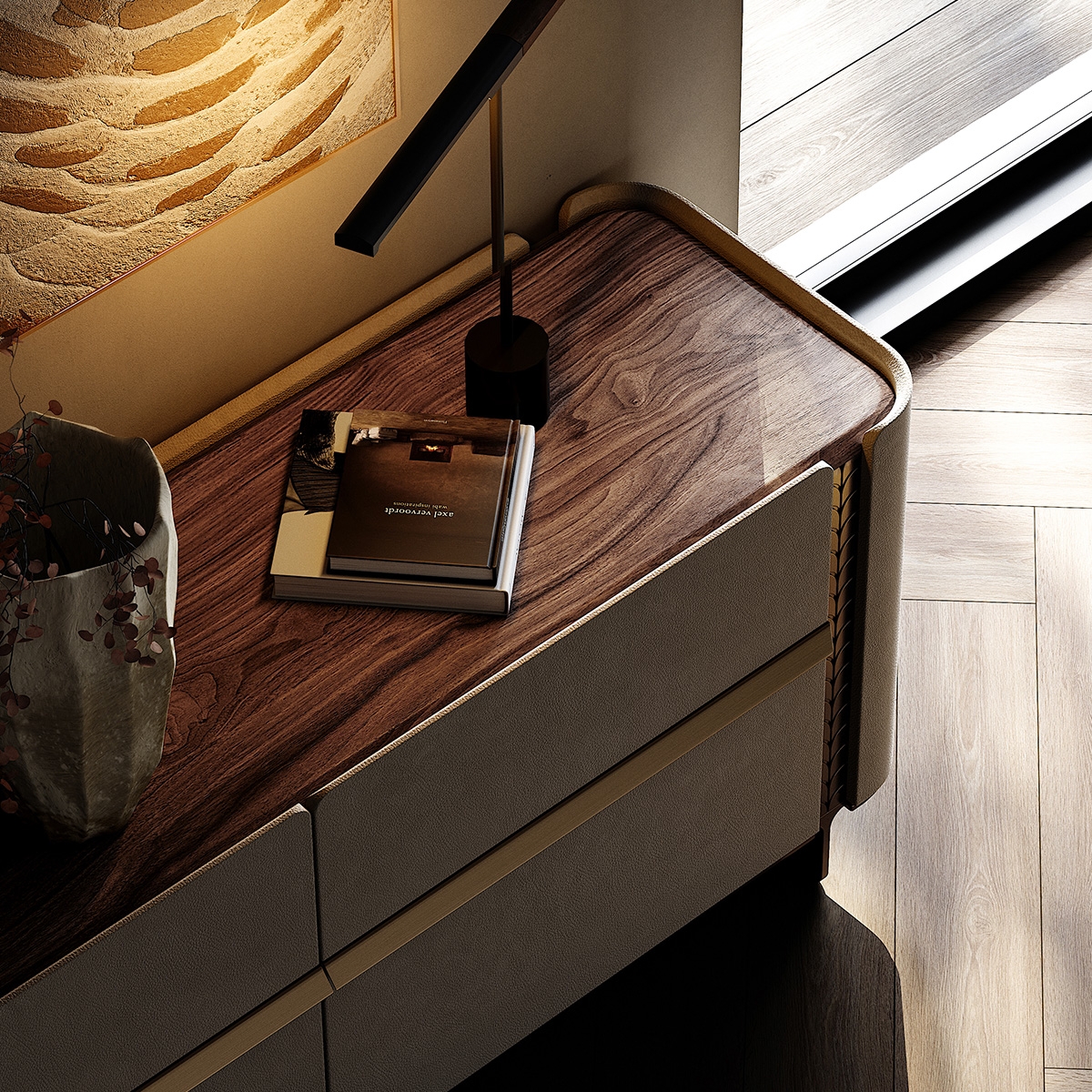 Gold Wheat Bedroom TV Stand